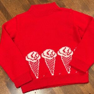 Vintage kids Red Ice Cream Cone Sweater Handmade Size 3/4